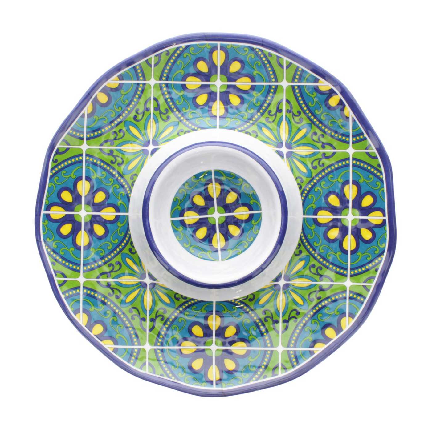 Cocinaware 13" Chip & Dip Platter, Blue Tile; image 2 of 2