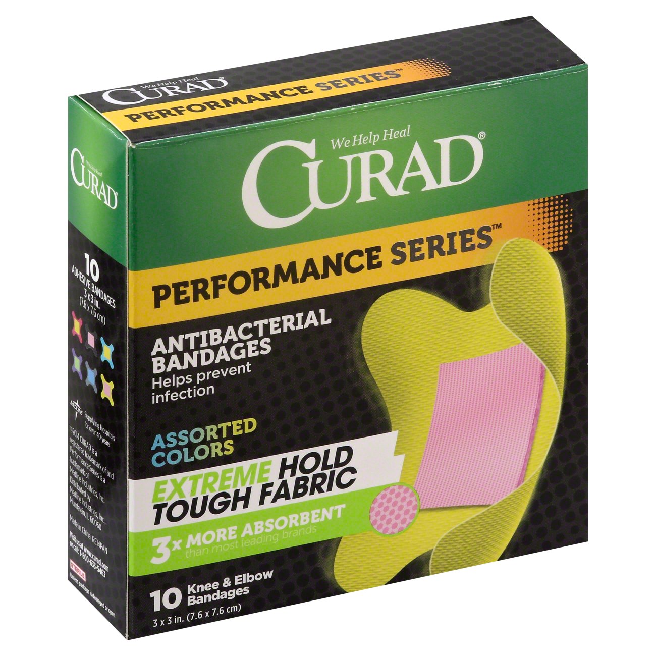 Curad Performance Series Knee and Elbow Extreme Hold Antibacterial Fabric... 