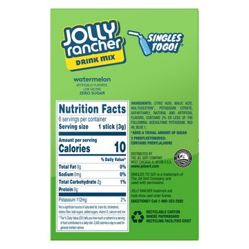 Jolly Rancher Singles-To-Go Sugar Free Drink Mix – Watermelon, 6 ct