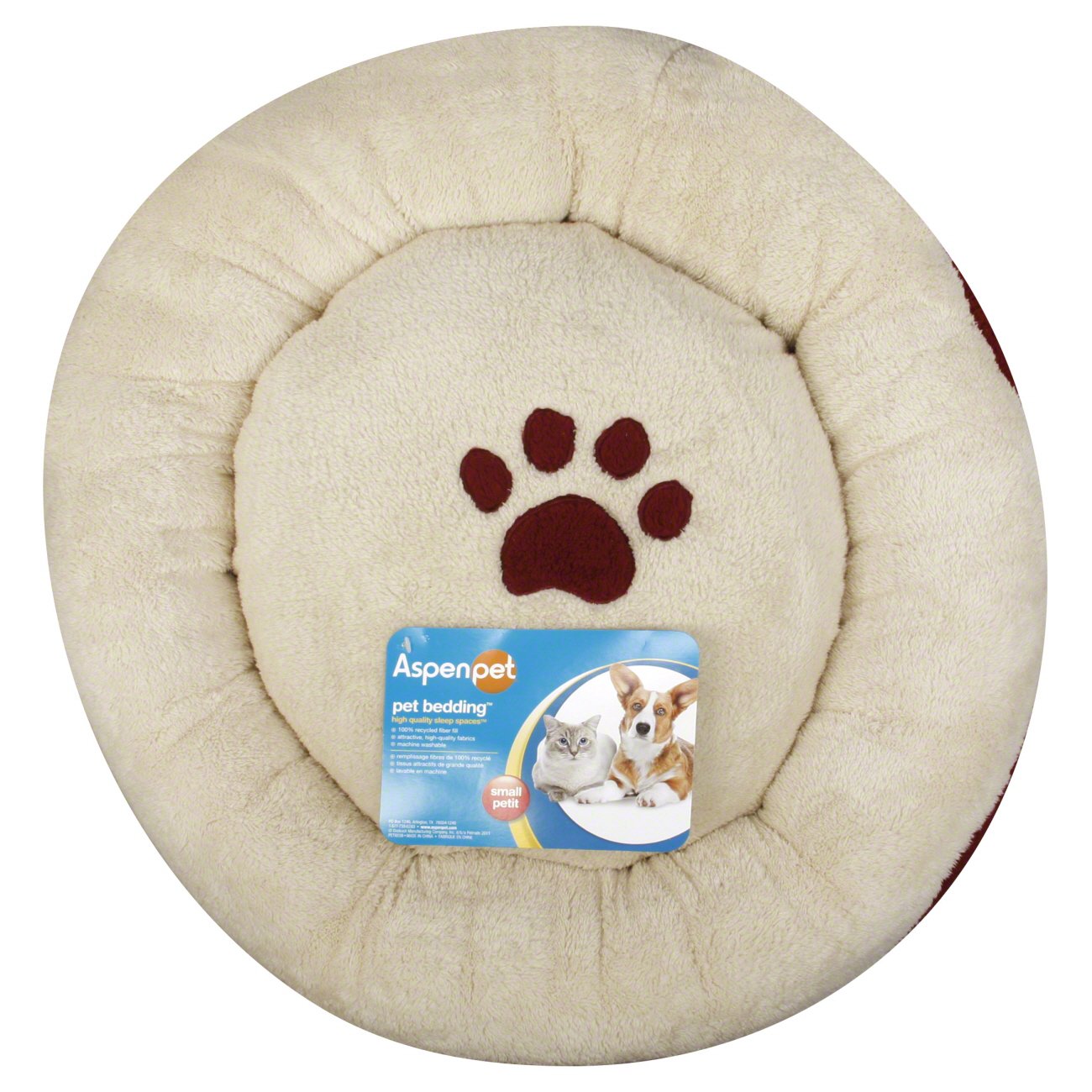 Aspen Pet 22" Round Pet Bed with Paw Applique Colors May Vary Shop