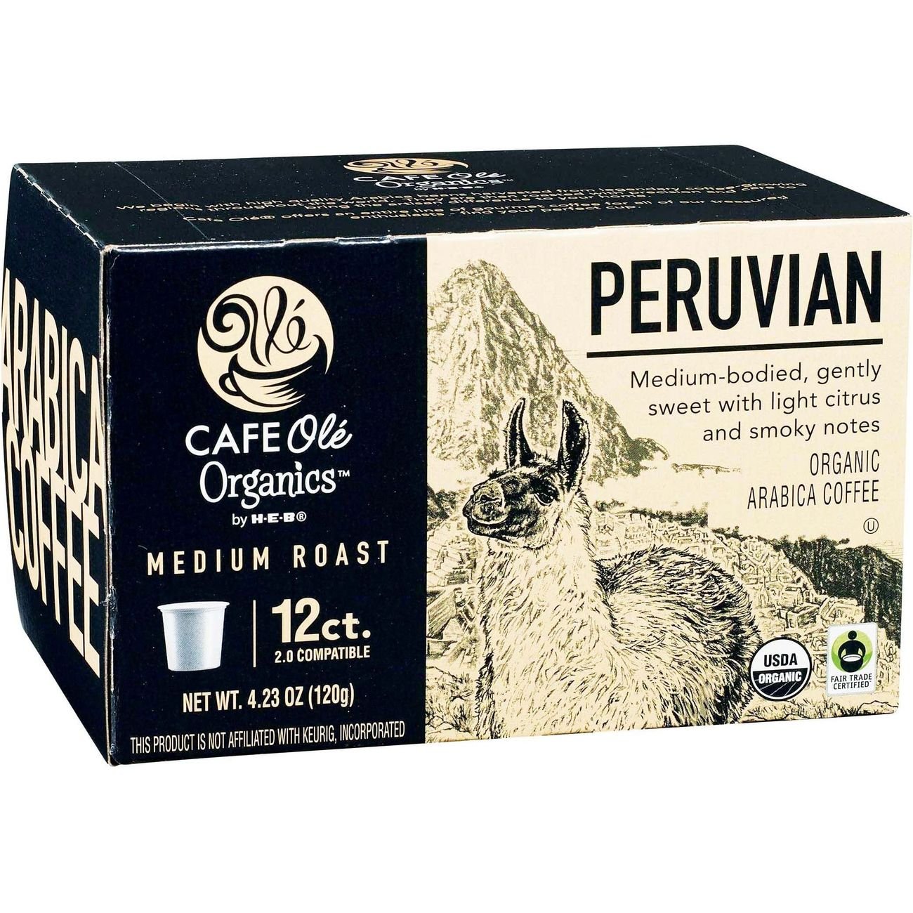 CAFE Olé Organics by H-E-B Medium Roast Peruvian Coffee Single Serve Cups, 12 ct