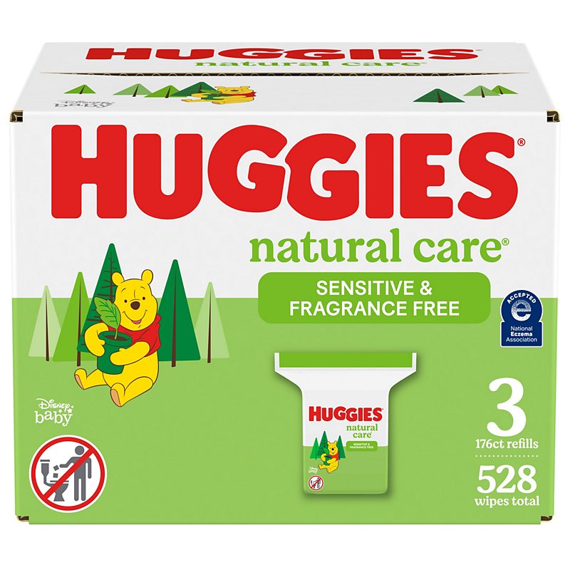 Sensitive HUGGIES Natural Care Unscented Baby Wipes 528 Total Wipes 3 Refill Packs 
