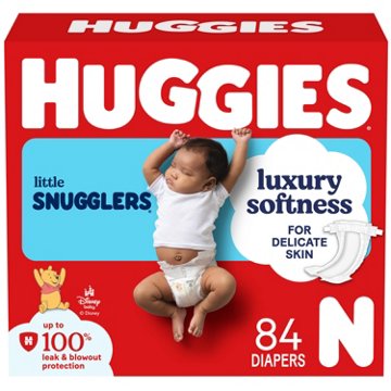 Huggies Little Snugglers Baby Diapers, Size Newborn (up to 10 lbs), 84 ct