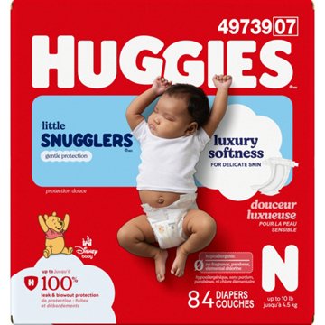 Huggies Little Snugglers Baby Diapers, Size Newborn (up to 10 lbs), 84 ct