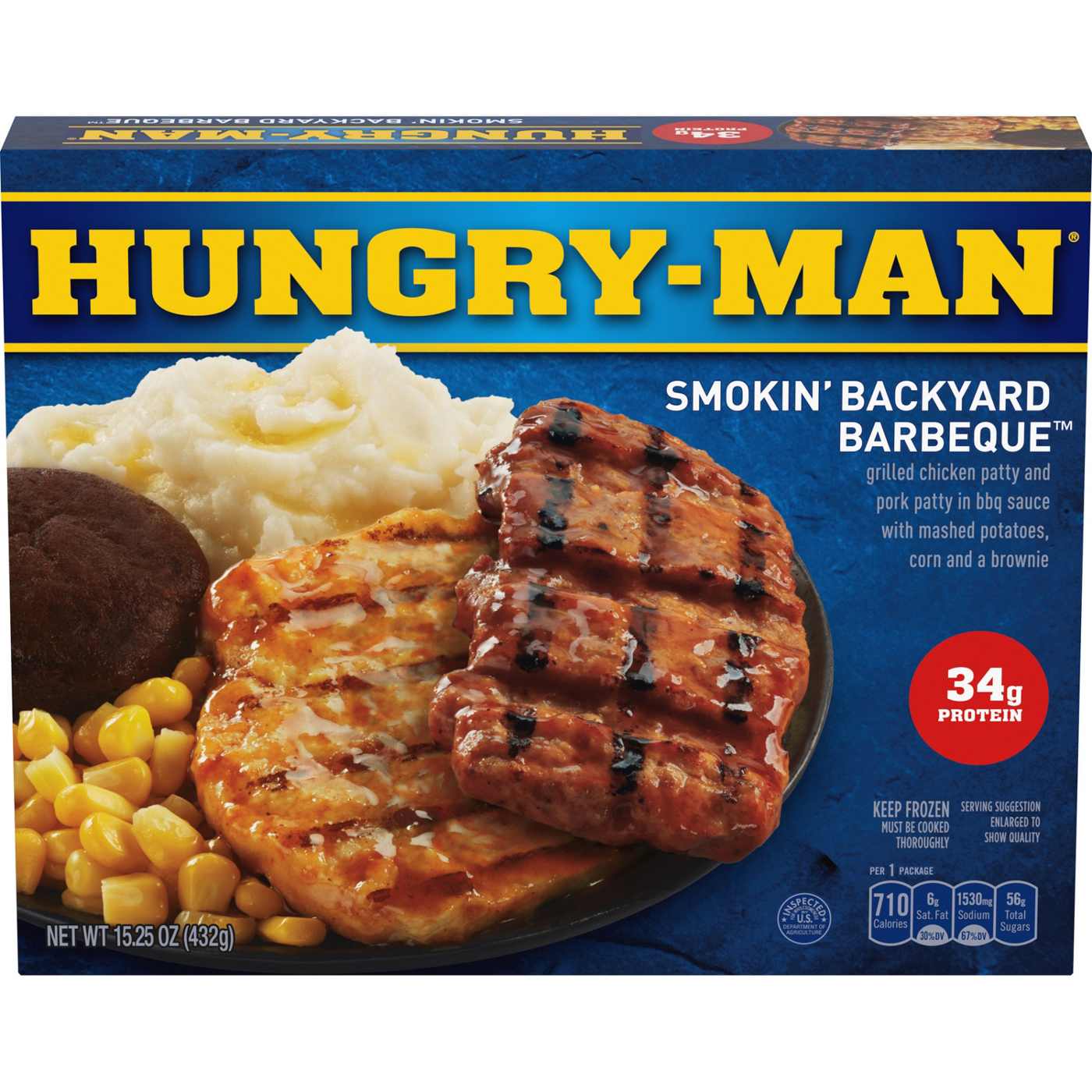 Hungry-Man Smokin' Backyard BBQ Grilled Patties Frozen Meal; image 1 of 5