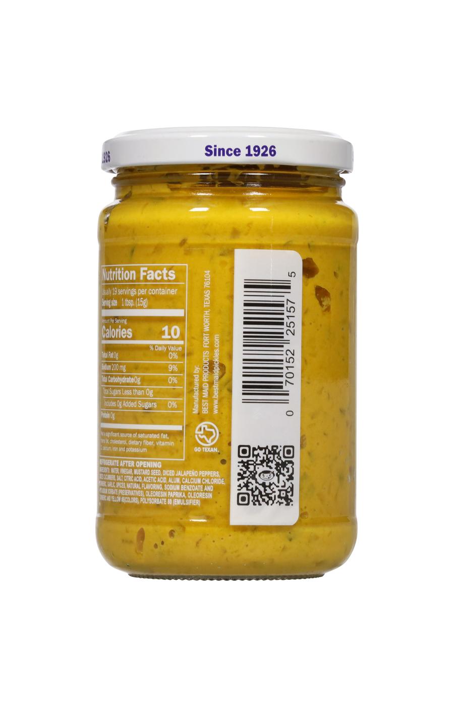 Best Maid Jalapeno Mustard Relish; image 3 of 3