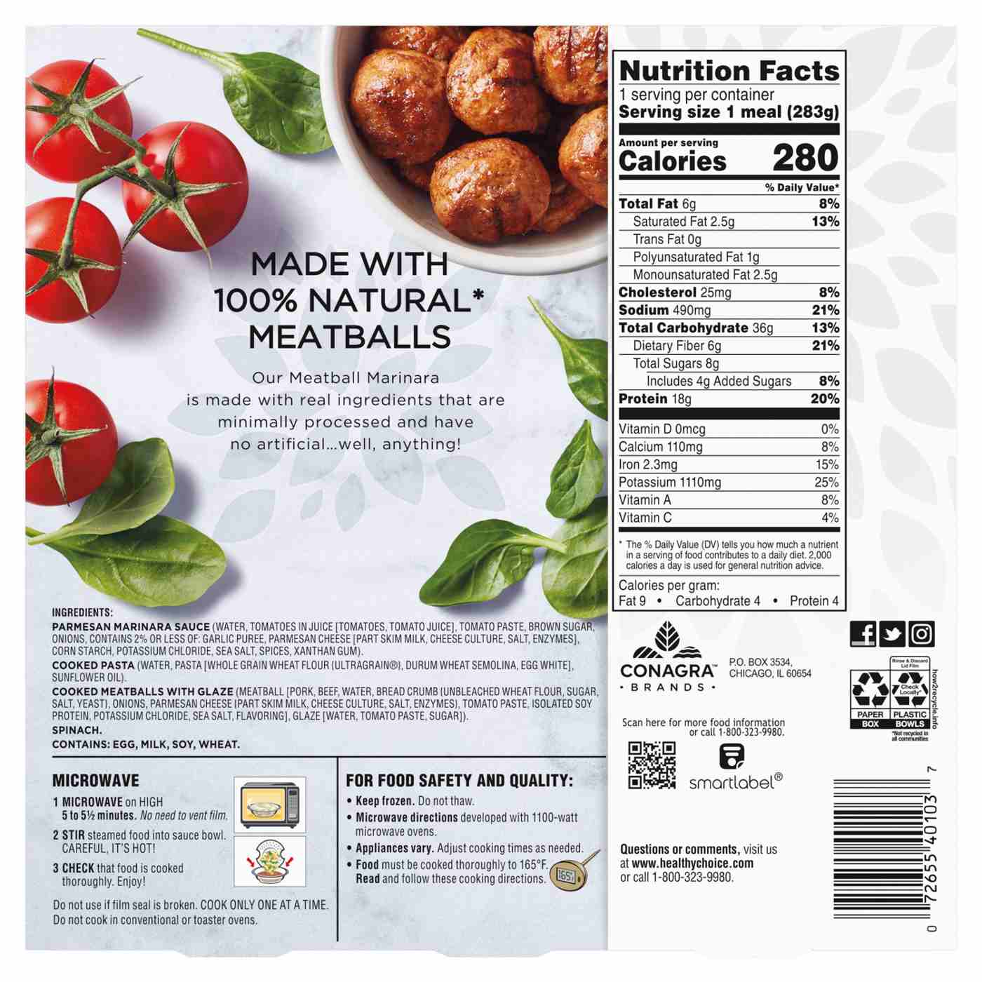 Healthy Choice Simply Steamers Meatball Marinara Frozen Meal; image 2 of 7