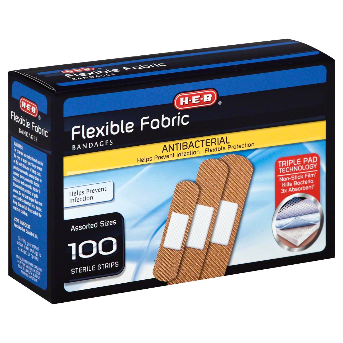 HEB Flexible Fabric Antibacterial Bandages Assorted Sizes Shop