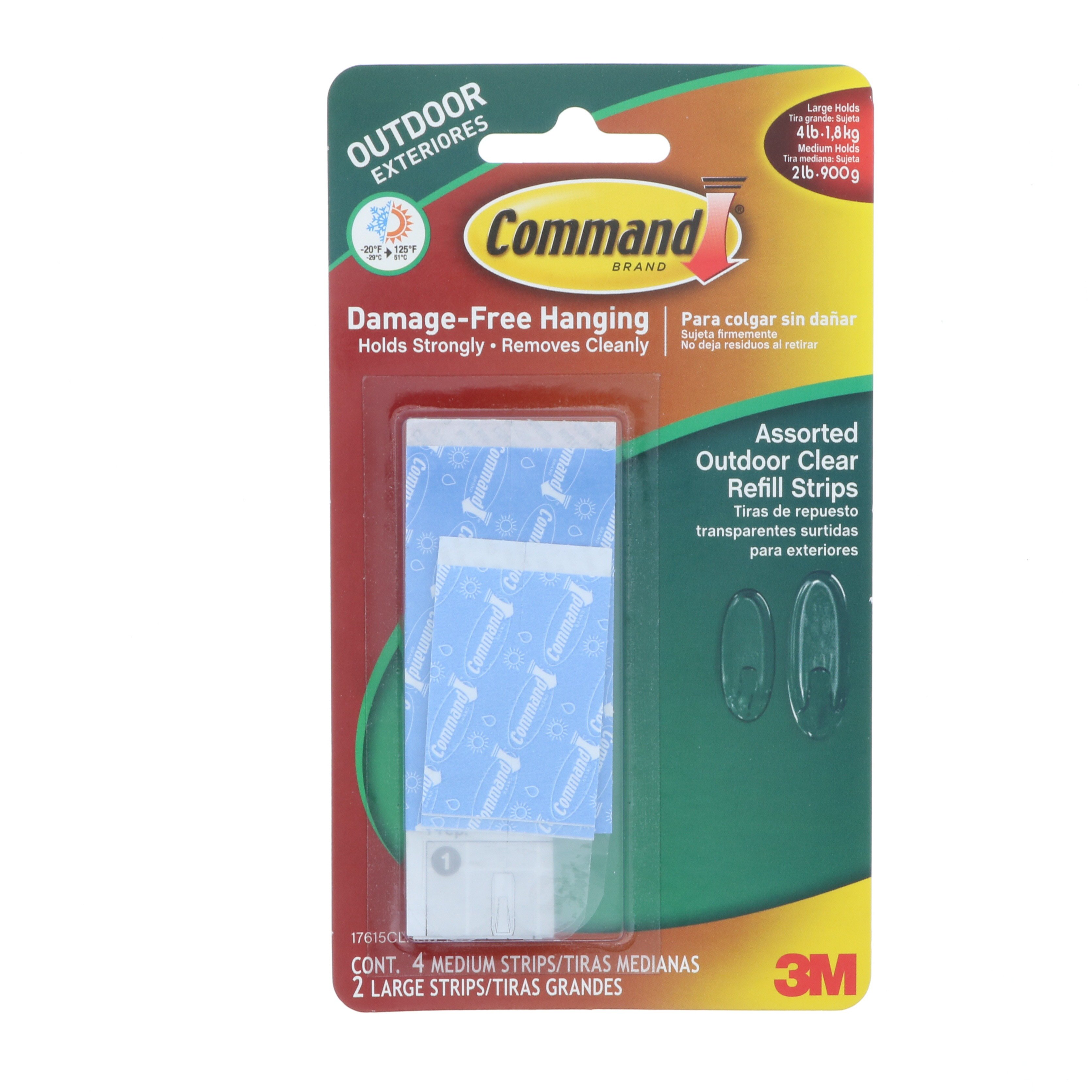 Command Outdoor Medium and Large Clear Strips Refills Shop Hooks