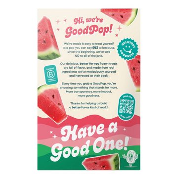 GoodPop No Added Sugar Watermelon Junior Pops, 6 ct