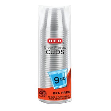 H-E-B 9 oz Clear Plastic Cups, 40 ct