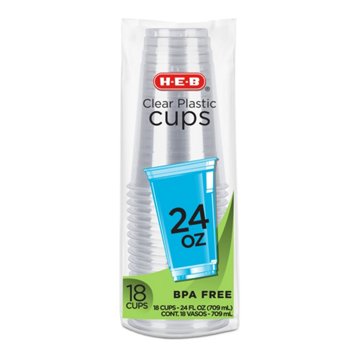 H-E-B 24 oz Clear Plastic Cups, 18 ct