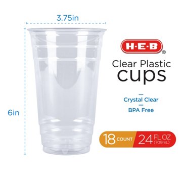H-E-B 24 oz Clear Plastic Cups, 18 ct