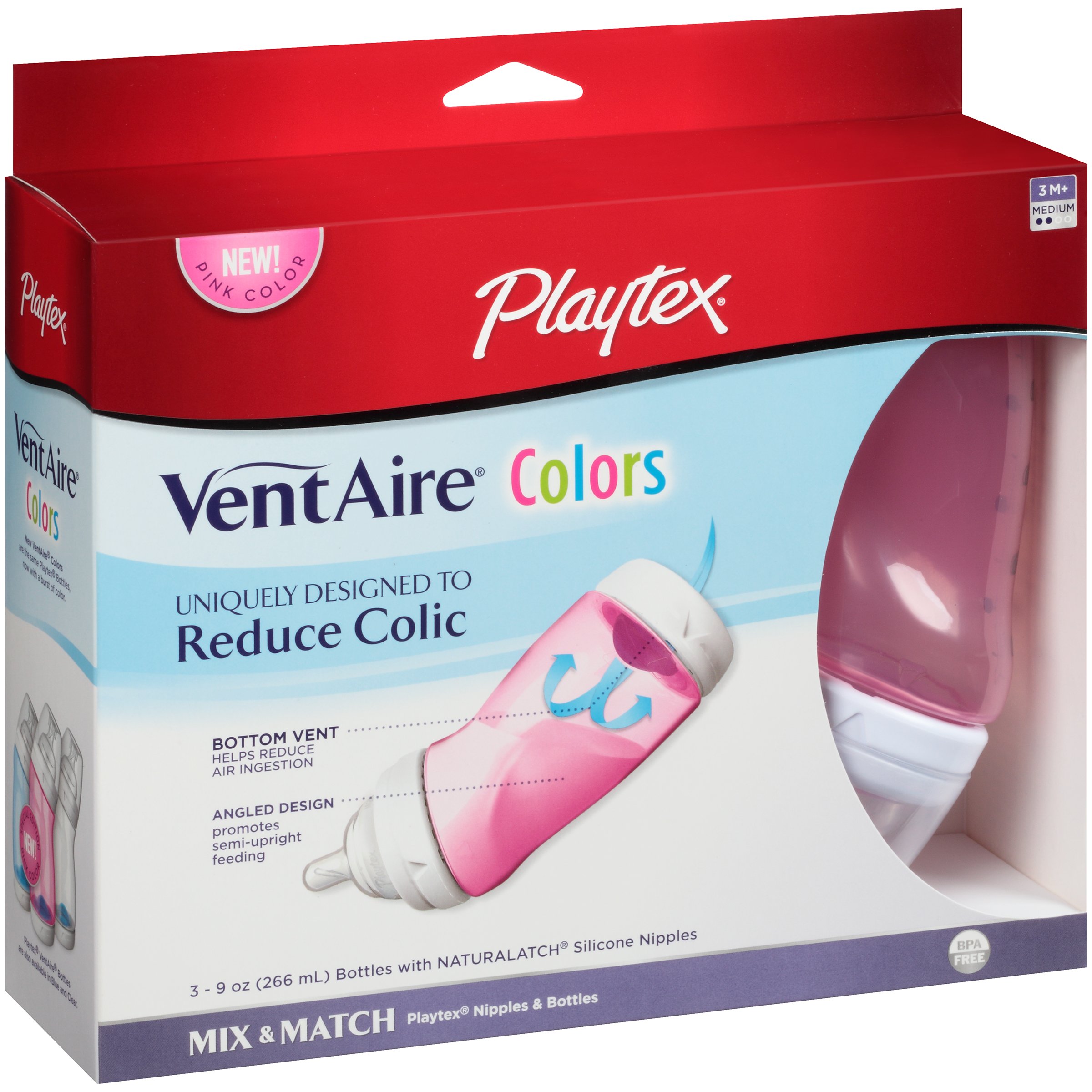 Playtex - Ventaire 9oz Bottle - 3-Pack, Pink