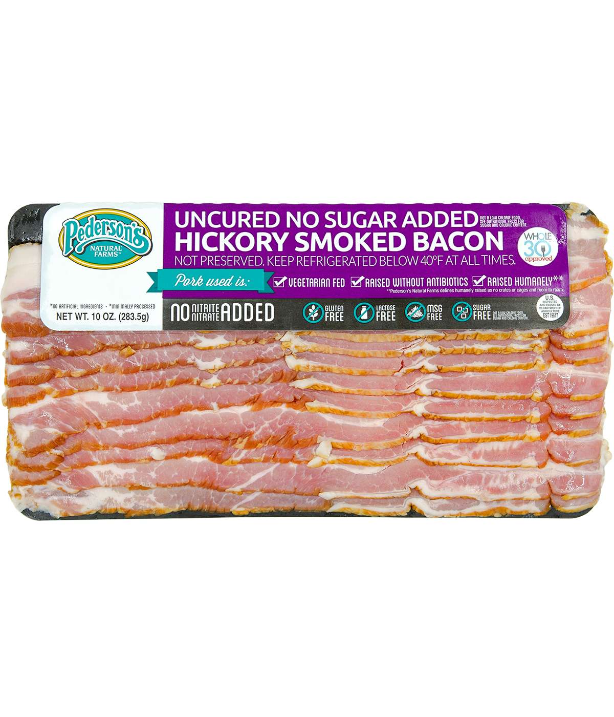 Pederson's Natural Farms No Sugar Added Hickory Smoked Uncured Bacon; image 1 of 2