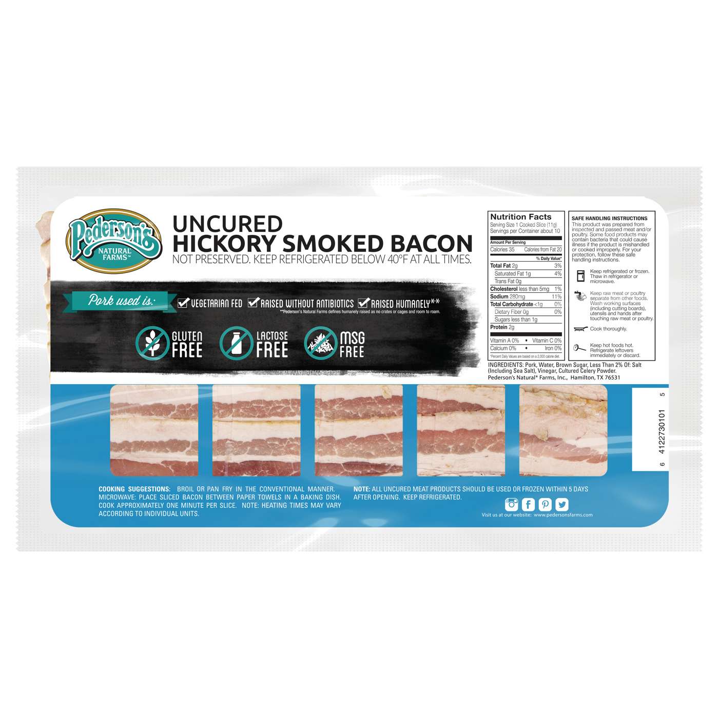 Pederson's Natural Farms Hickory Smoked Uncured Bacon; image 2 of 2