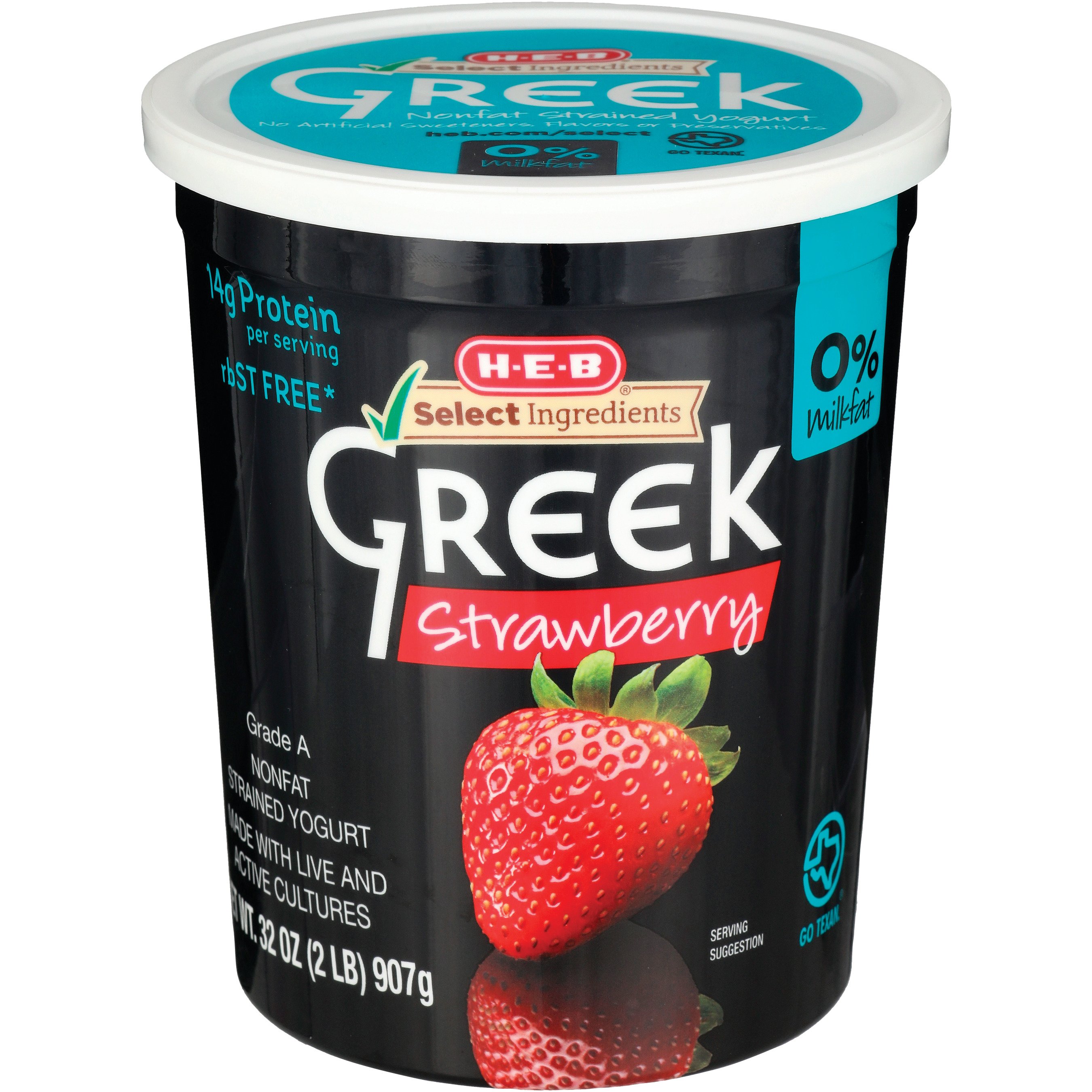 H-E-B Select Ingredients Non-Fat Strawberry Greek Yogurt - Shop Yogurt ...