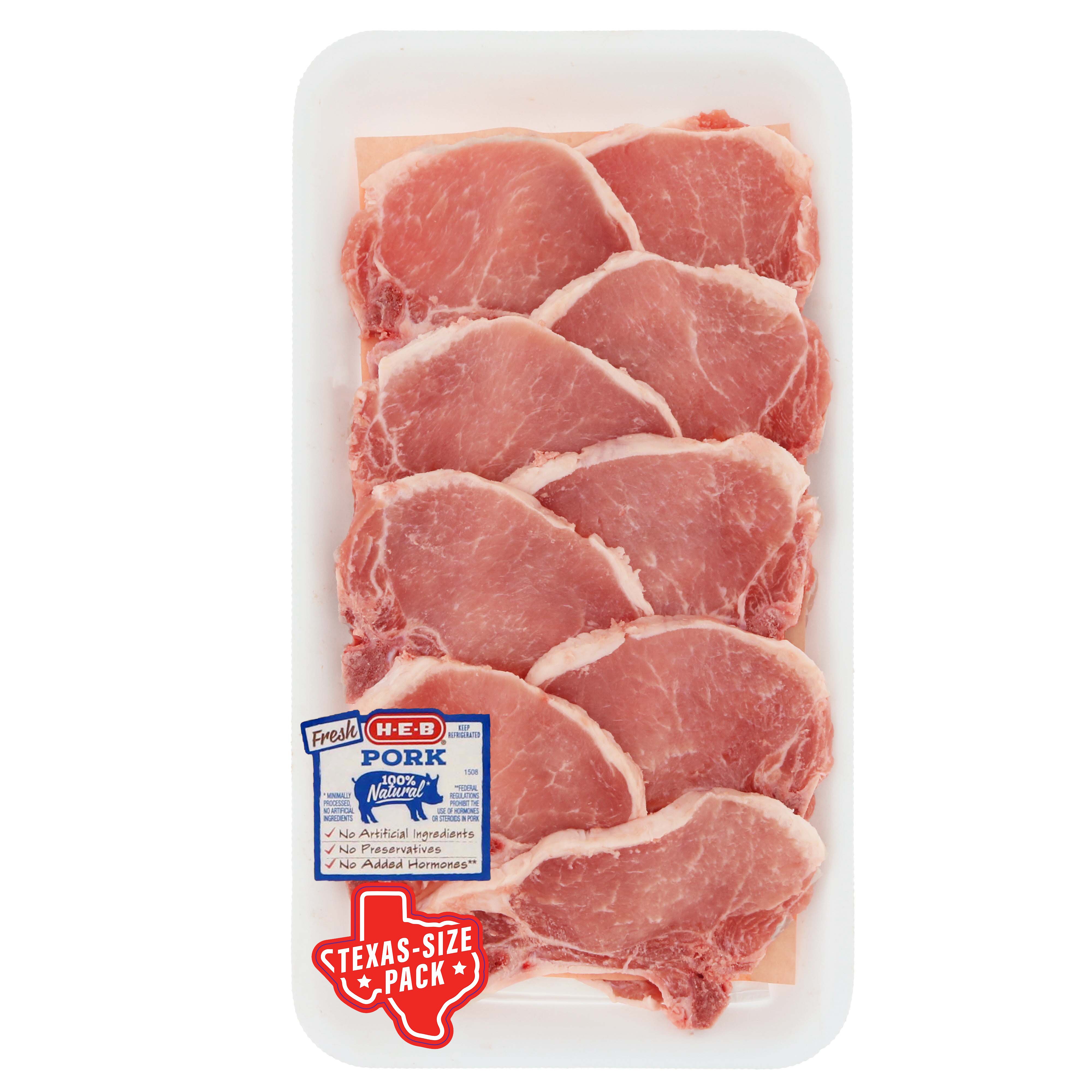 H E B Bone In Center Loin Pork Chops Thin Sliced Texas Size Pack Shop Pork At H E B 6069