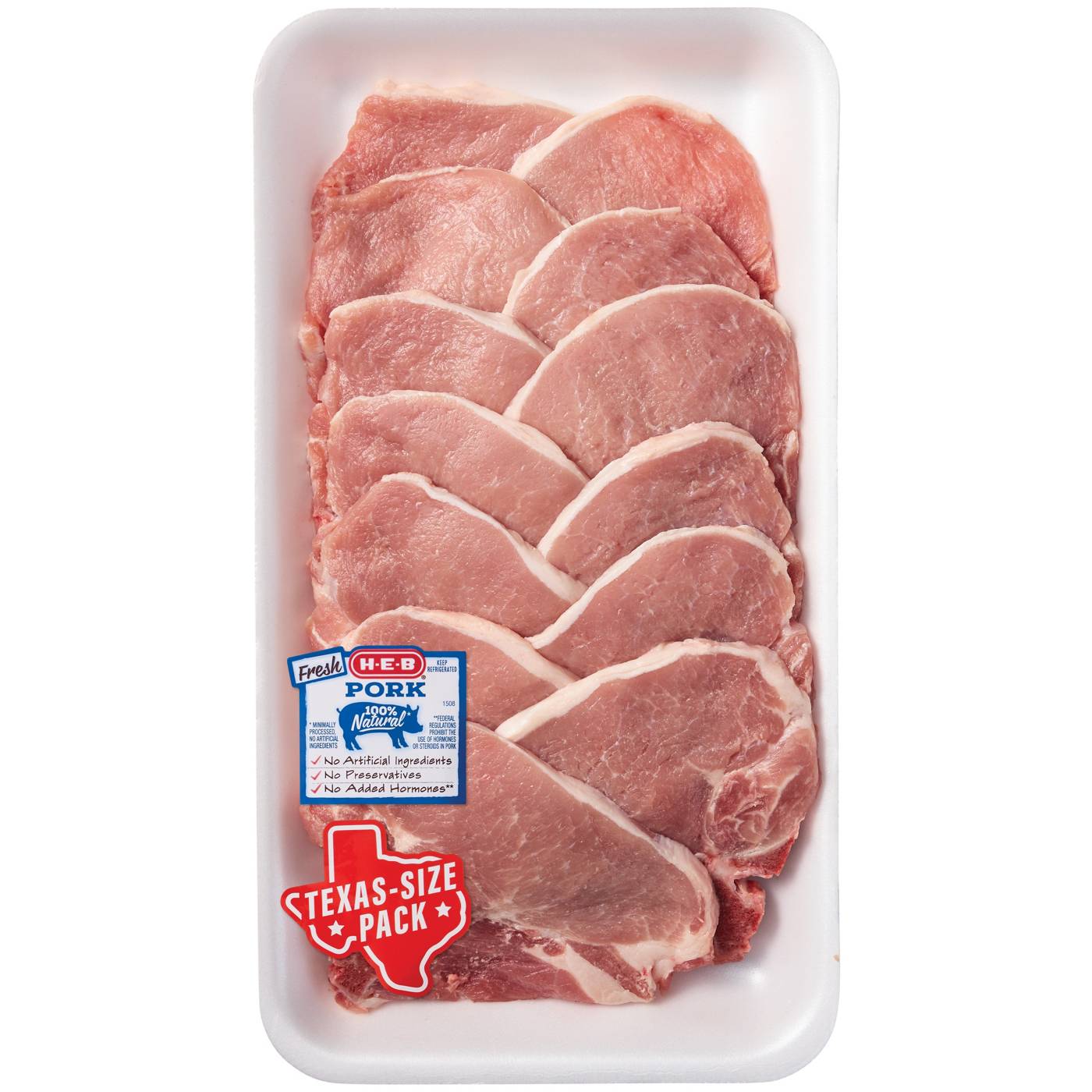 H-E-B Bone-in Center Loin Pork Chops, Thin Cut - Texas-Size Pack; image 1 of 3