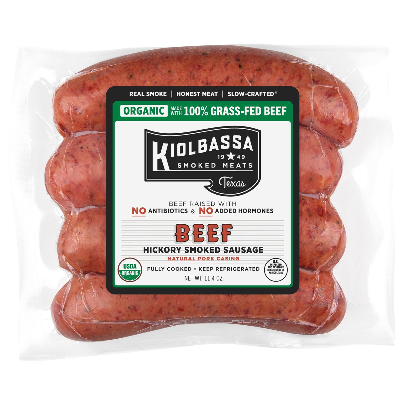 Kiolbassa Fully Cooked Organic Smoked Beef Sausage Links, 45% OFF