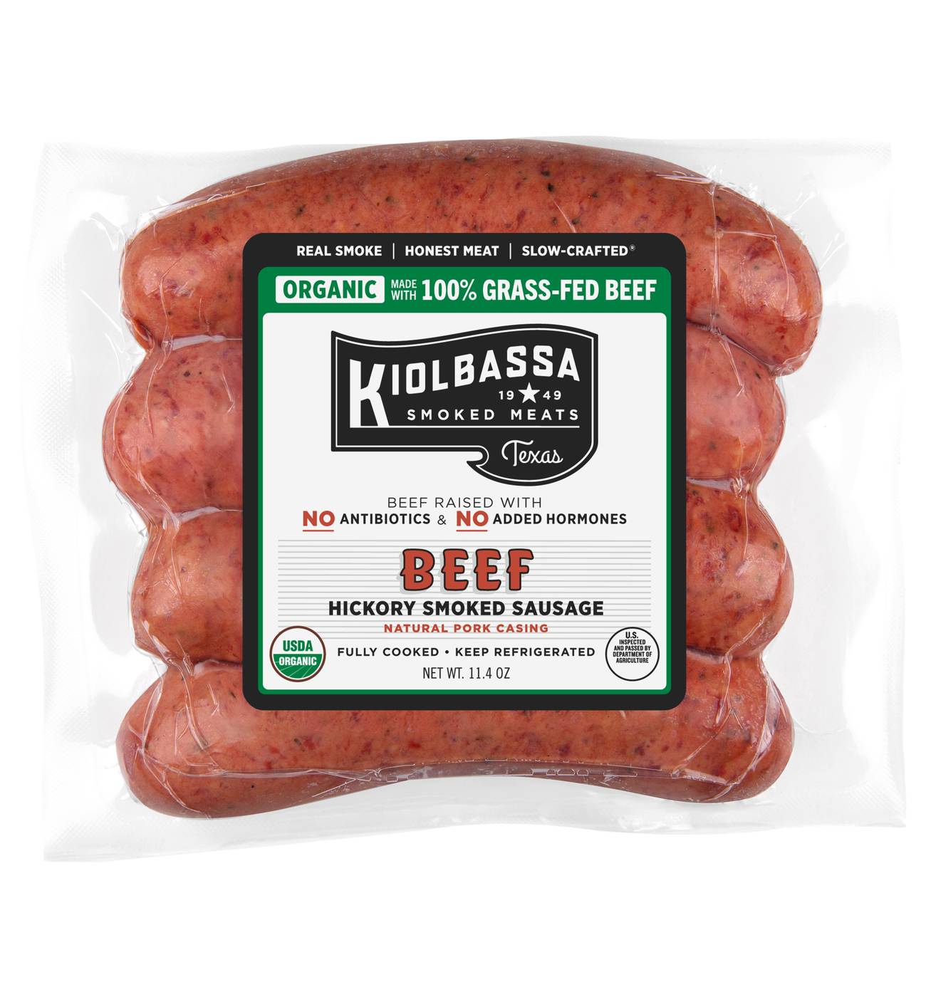 Kiolbassa Fully Cooked Organic Smoked Beef Sausage Links Shop Sausage