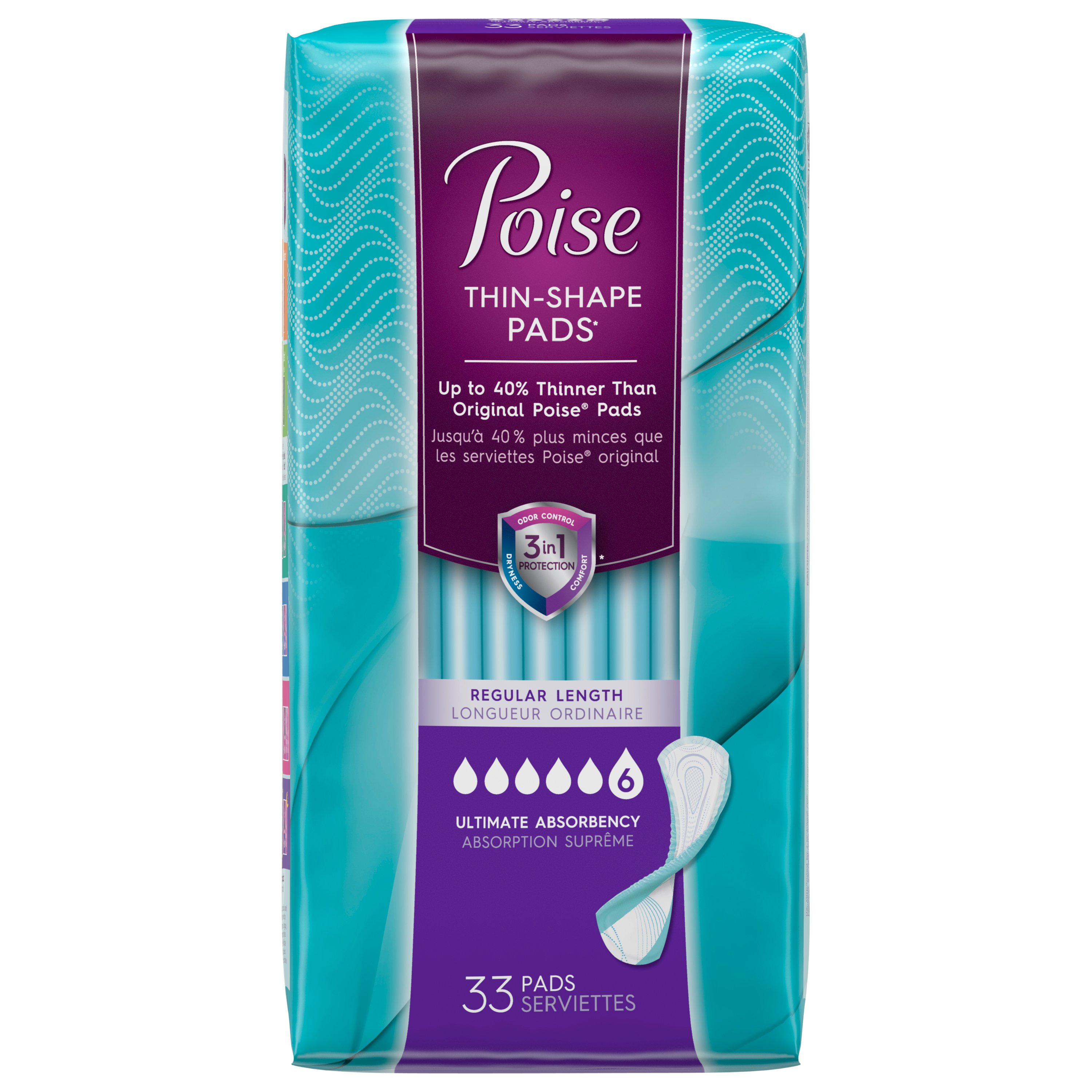 Poise Ultimate Absorbency Unscented Regular Ultra Thin Pads Shop Incontinence at HEB