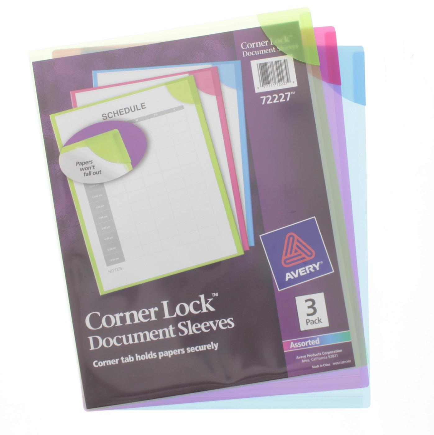 Avery Corner Lock Document Sleeves, Assorted Colors - Shop Folders at H-E-B