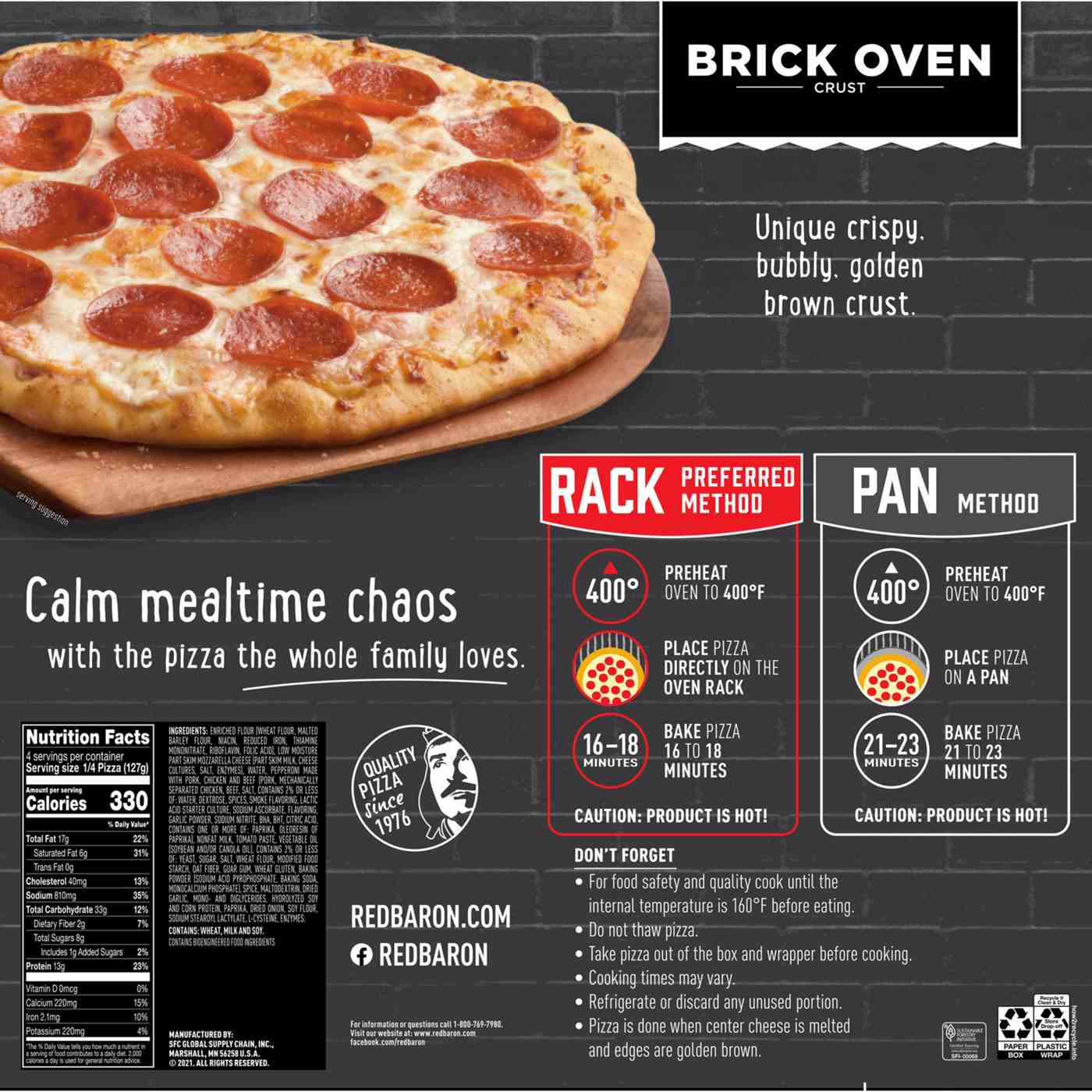 Red Baron Pepperoni Brick Oven Frozen Pizza; image 8 of 10