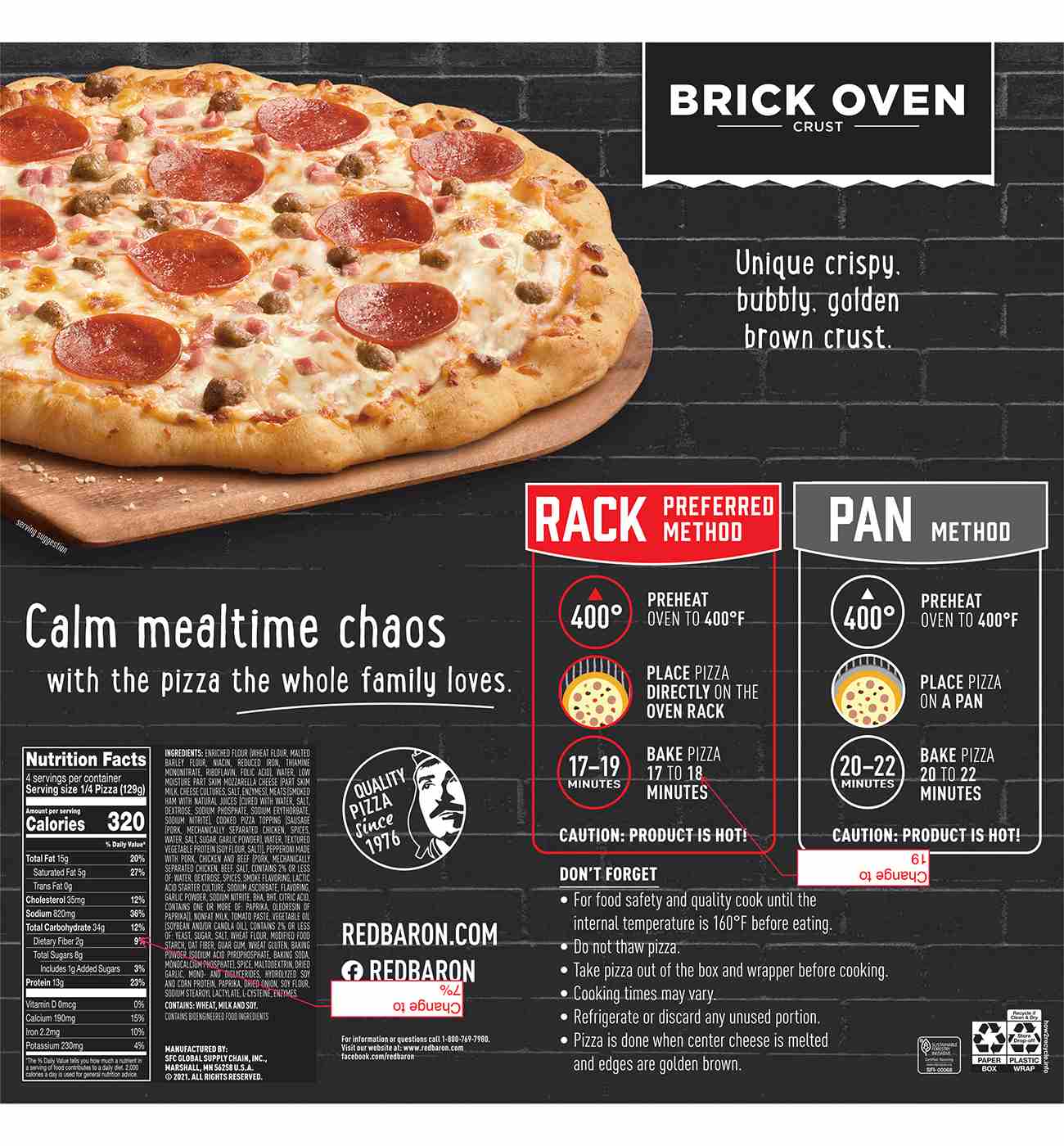 Red Baron Meat Trio Brick Oven Frozen Pizza; image 5 of 7