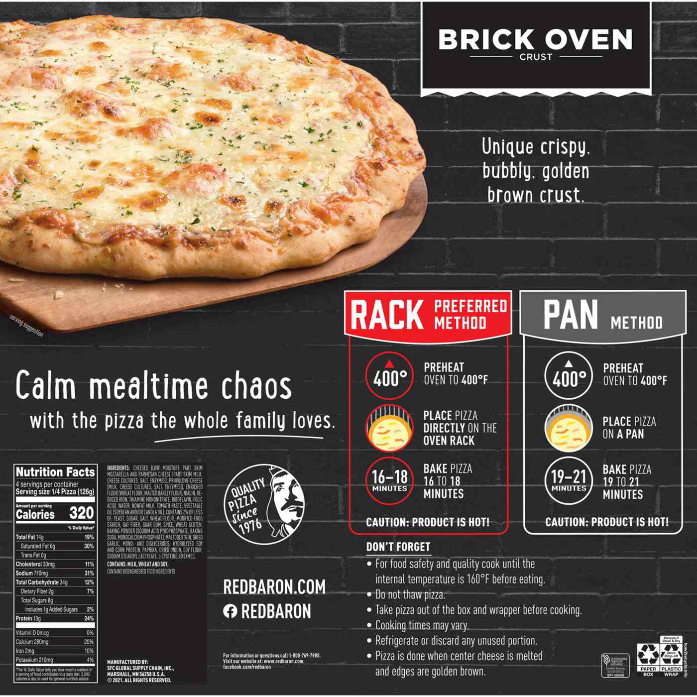 Red Baron Cheese Trio Brick Oven Frozen Pizza; image 9 of 10
