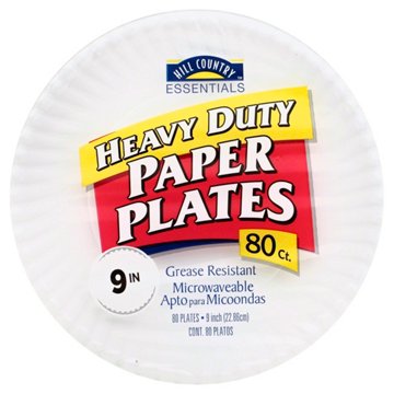 Hill Country Essentials 9 in Heavy Duty Paper Plates, 80 ct