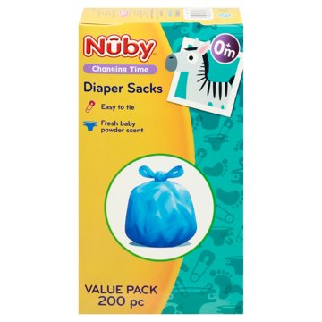 Nuby Diaper Sack Bags - Fresh Baby Powder Scent, 200 ct