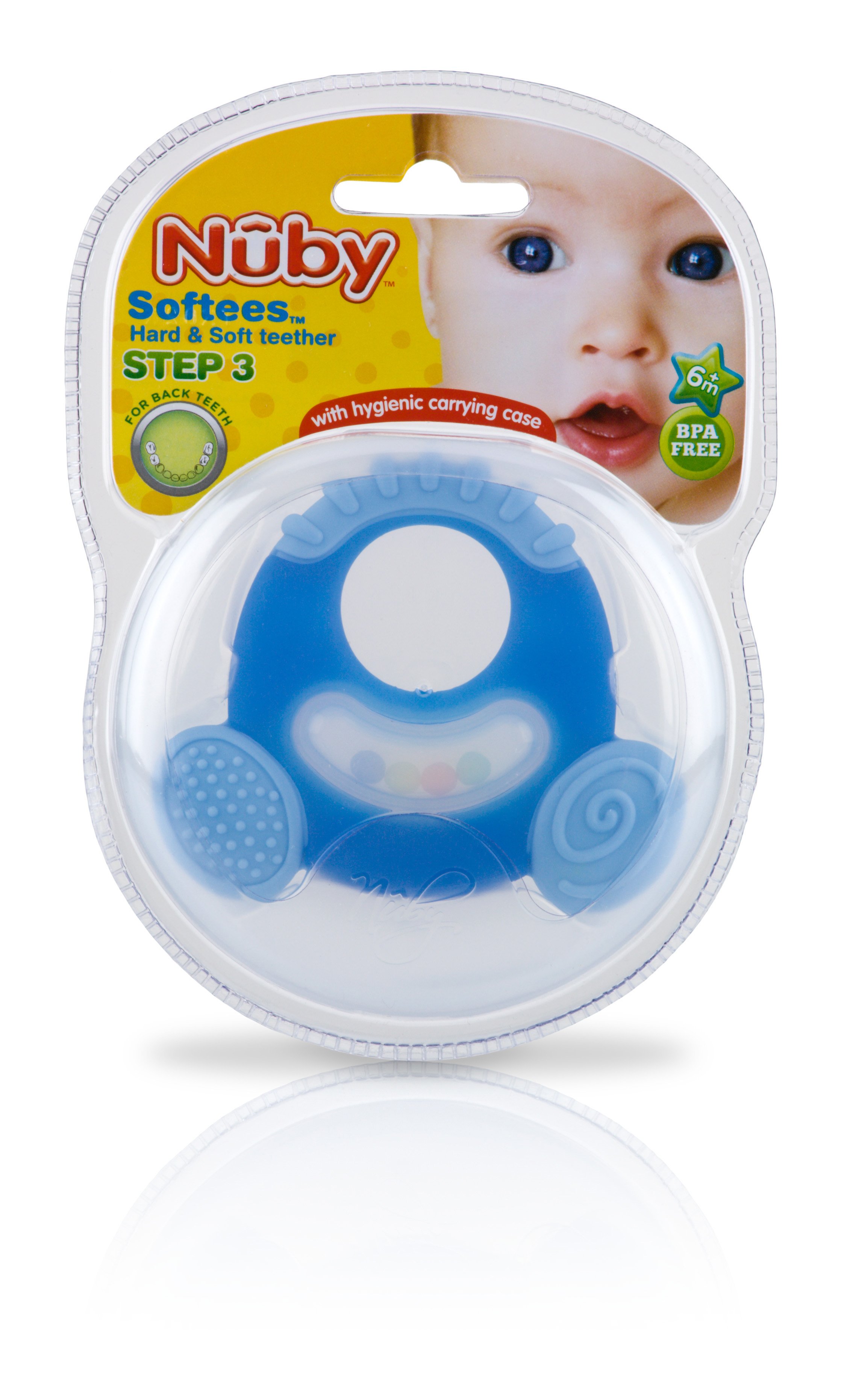 Nuby Softees Hard & Soft Teether Step 3 With Carry Case, Assorted ...