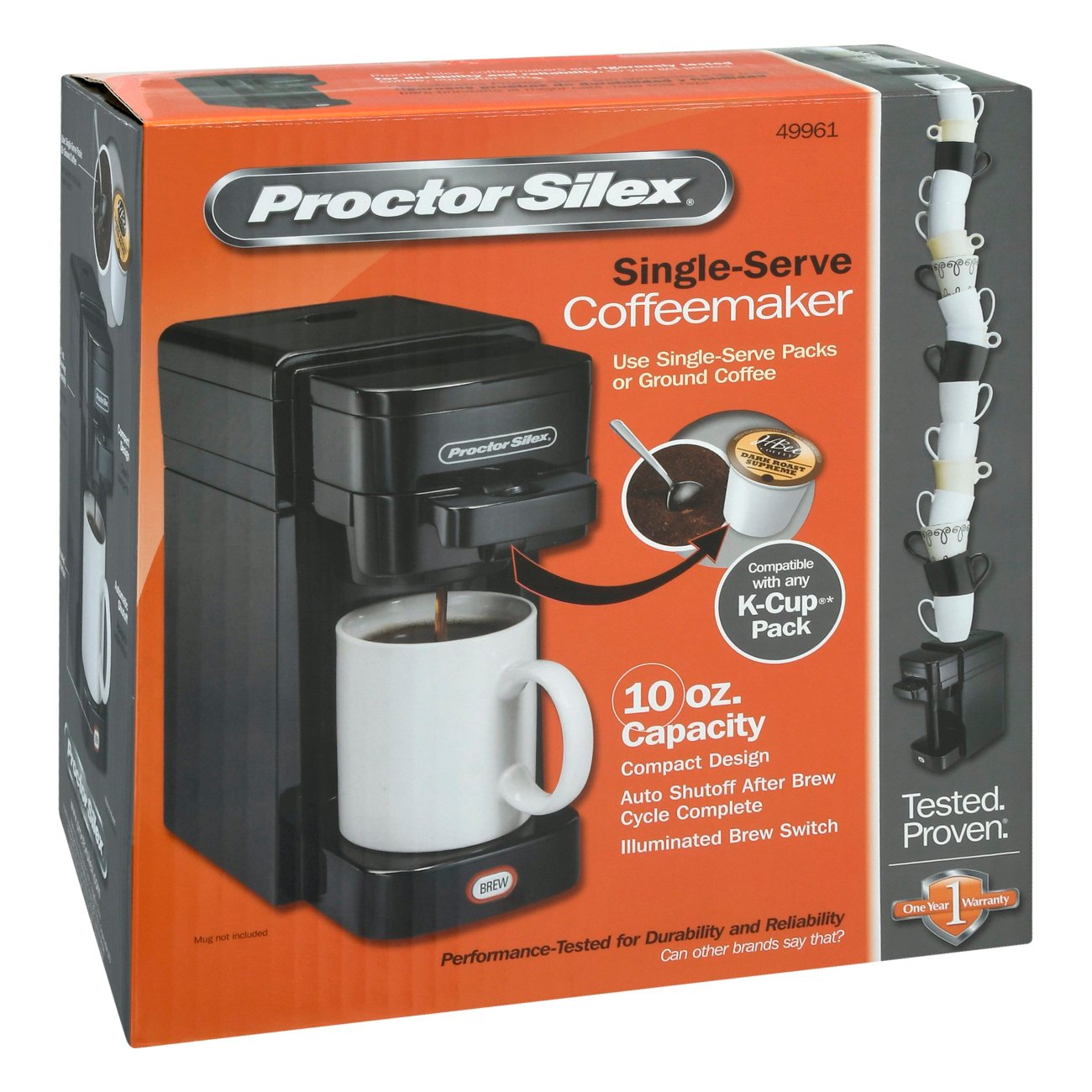 Proctor Silex 49961 Black Single Serve Coffeemaker 