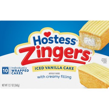 Hostess Zingers Iced Vanilla Snack Cakes, 10 ct