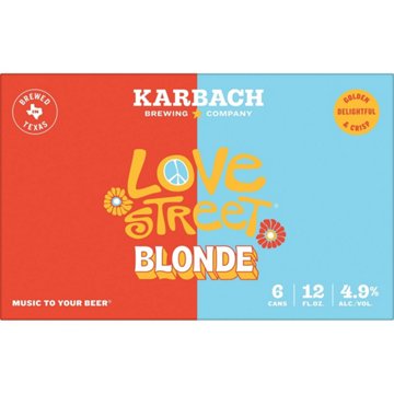 Karbach Love Street Kolsch Style Blonde Craft Beer 6 pk Cans, 12 oz