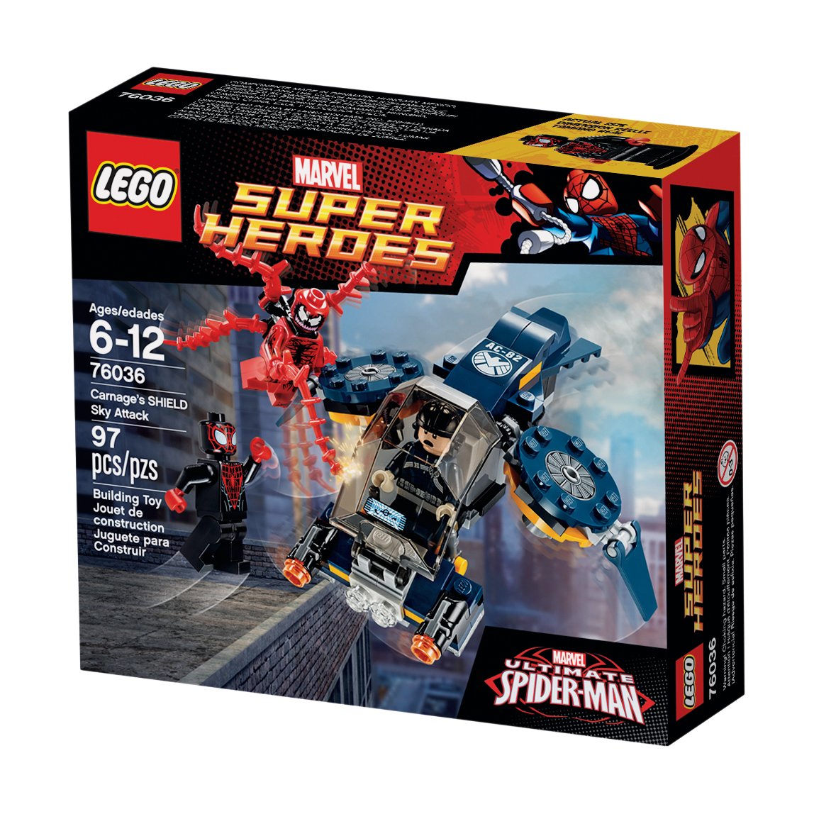  LEGO Super Heroes 76036 Carnage's Shield Sky Attack Building  Kit 97 Pieces Collect Them All. Order Now! with E-Book Gift@ : Toys & Games