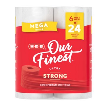 H-E-B Our Finest Ultra Strong Toilet Paper, 6 Mega Rolls