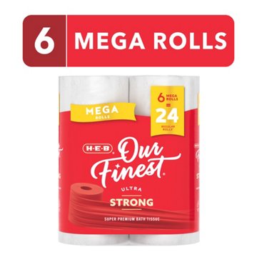 H-E-B Our Finest Ultra Strong Toilet Paper, 6 Mega Rolls