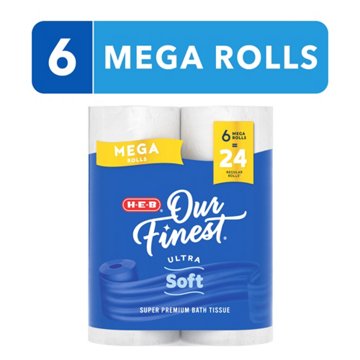 H-E-B Our Finest Ultra Soft Toilet Paper, 6 Mega Rolls