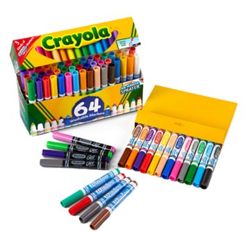 Crayola Broad Line Washable Markers, 64 pk