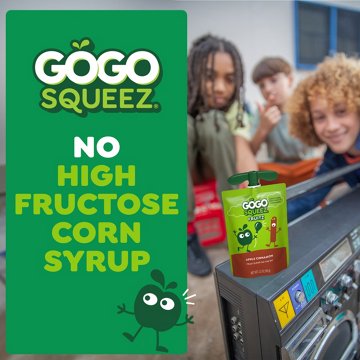 GoGo squeeZ No Sugar Added Apple Cinnamon Applesauce & Fruit Puree Pouches, 12 ct