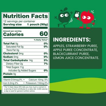 GoGo squeeZ No Sugar Added Apple Strawberry Applesauce & Fruit Puree Pouches, 12 ct