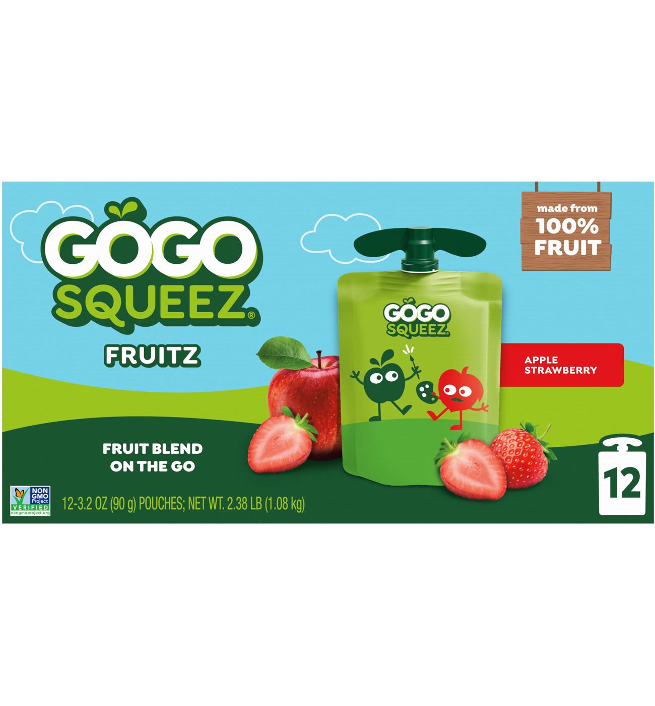 GoGo squeeZ No Sugar Added Apple Strawberry Applesauce & Fruit Puree Pouches; image 1 of 5