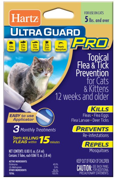Hartz Ultra Guard Pro Flea and Tick Prevention For Cats, 3 ct / .061 fl oz  - Kroger