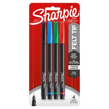 Sharpie 0.4mm Felt Tip Pens - Assorted Ink, 4 pk