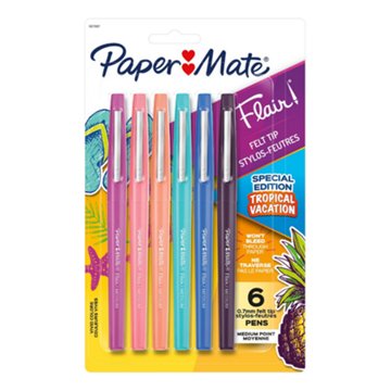 Paper Mate Flair! Tropical Vacation 0.7mm Felt Tip Pens - Assorted Ink, 6 pk