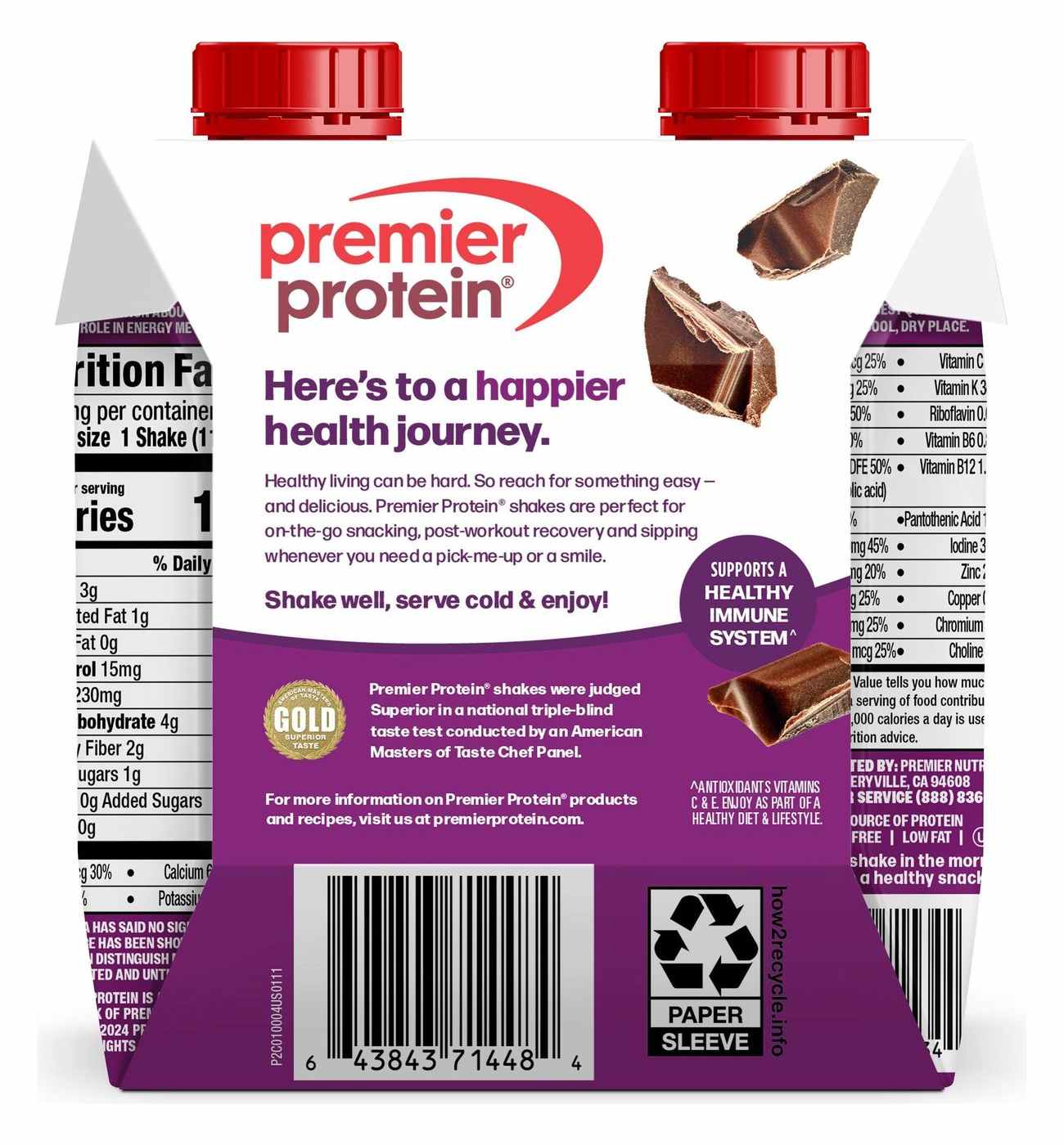 Premier Protein 30g Protein Shakes 4 pk Bottles - Chocolate; image 2 of 5