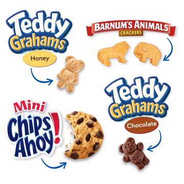Nabisco Fun Shapes Variety Pack 1 oz Bags - Teddy Grahams, Chips Ahoy! & Barnum's Animal Crackers, 20 ct