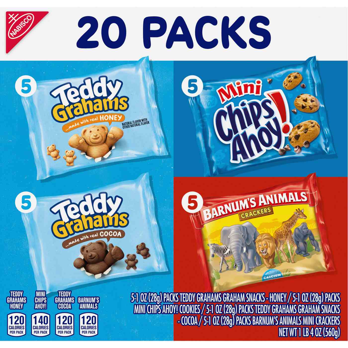 Nabisco Barnums, Chips Ahoy!, Teddy Grahams Fun Shapes Variety Pack, Animal Crackers, Grahams Snacks & Cookie Snack Packs; image 3 of 11